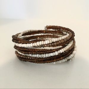 Coiled white & brown bracelet. NEW!